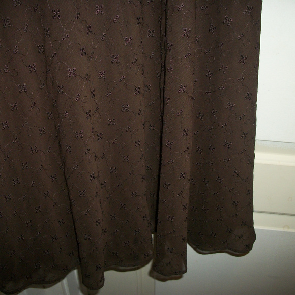 CLASSIC GIRL QUIET LUXURY CHOCOLATE BROWN CREPEY EYELET DRESS 14 - Picture 3 of 5